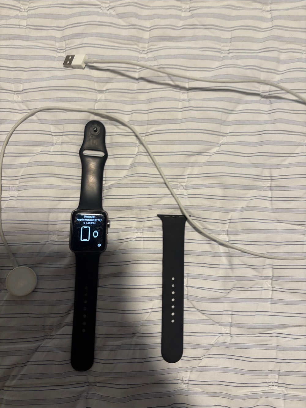 Black Apple watch with Magnetic Charger and Additional Band
Series 3 42 MM
